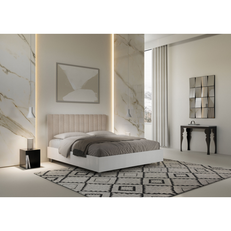 Letto Matrimoniale 160x190 cm struttura bianco frassino testata Kaia