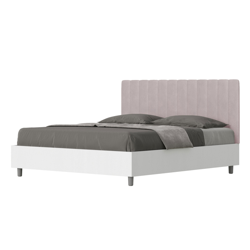 Letto Matrimoniale 160x190 cm struttura bianco frassino testata Kaia