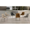 Set di 4 Sedie rivestita in tessuto easy-clean Gambe in metallo verniciato Bronzo Ginevra 54cm X 63cm H 89cm Stones