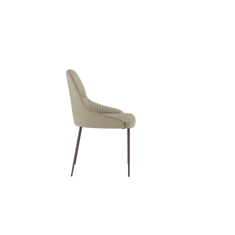 Set di 4 Sedie rivestita in tessuto easy-clean Gambe in metallo verniciato Bronzo Ginevra 54cm X 63cm H 89cm Stones