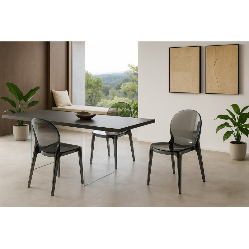 Set di 4 Sedie con gambe e seduta in policarbonato colore Grigio Ruby 42.5cm X 53cm H 82.5cm Stones