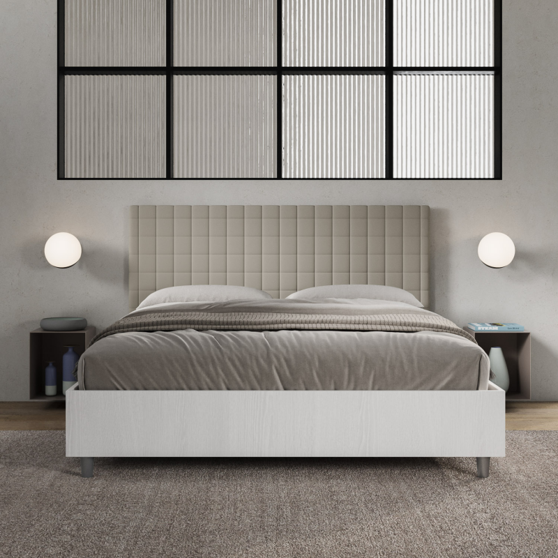Letto Matrimoniale 160x190 cm struttura bianco frassino testata Burmy
