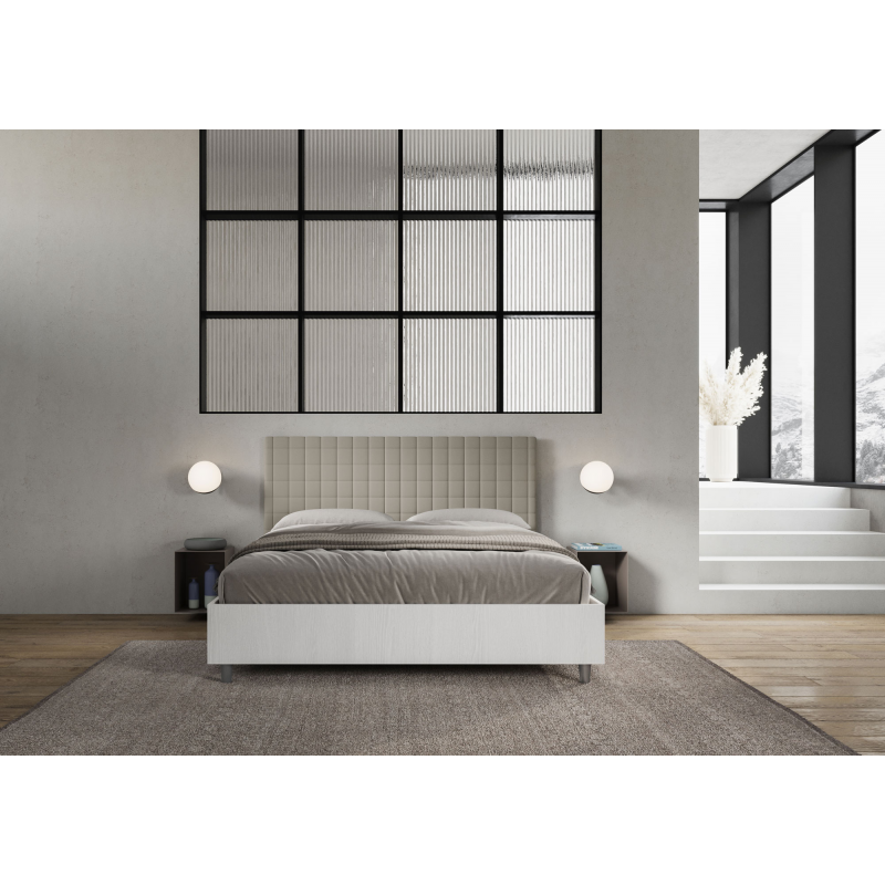 Letto Matrimoniale 160x190 cm struttura bianco frassino testata Burmy