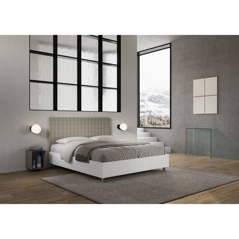 Letto Matrimoniale 160x190 cm struttura bianco frassino testata Burmy