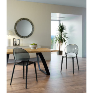 Set di 4 Sedie con gambe e seduta in policarbonato Grigio Pearl 49.5cm X 53cm H 84cm Stones
