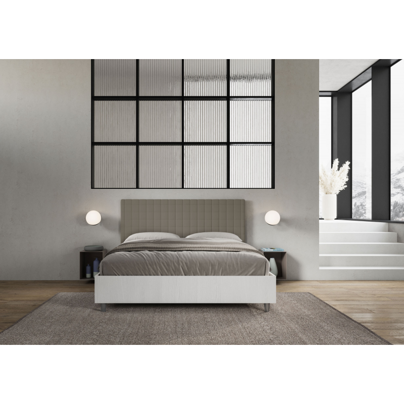 Letto Matrimoniale 160x190 cm struttura bianco frassino testata Burmy