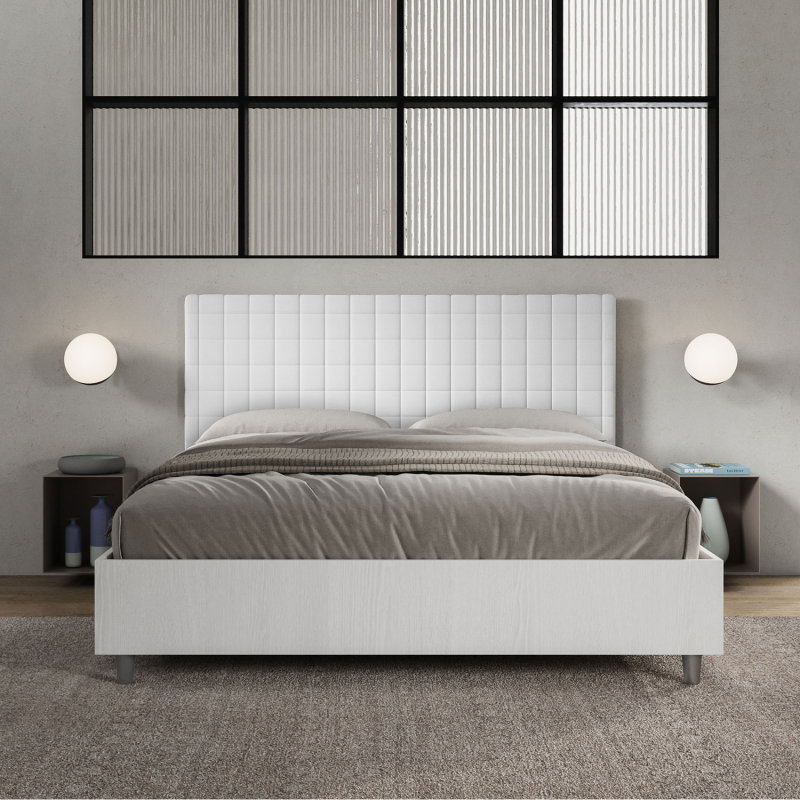 Letto Matrimoniale 160x190 cm struttura bianco frassino testata Burmy