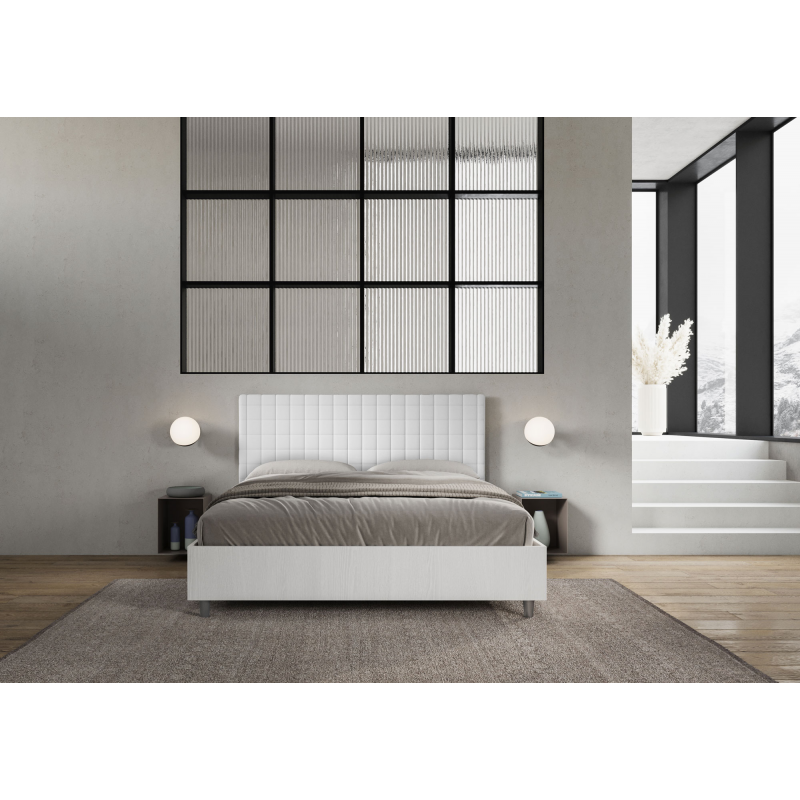 Letto Matrimoniale 160x190 cm struttura bianco frassino testata Burmy