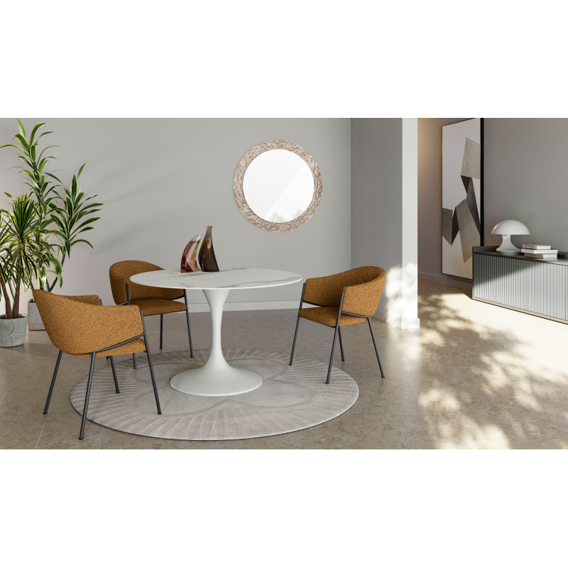 Tavolo fisso con top in ceramica Base in metallo verniciato Side 100cm X 100cm H 76cm Stones