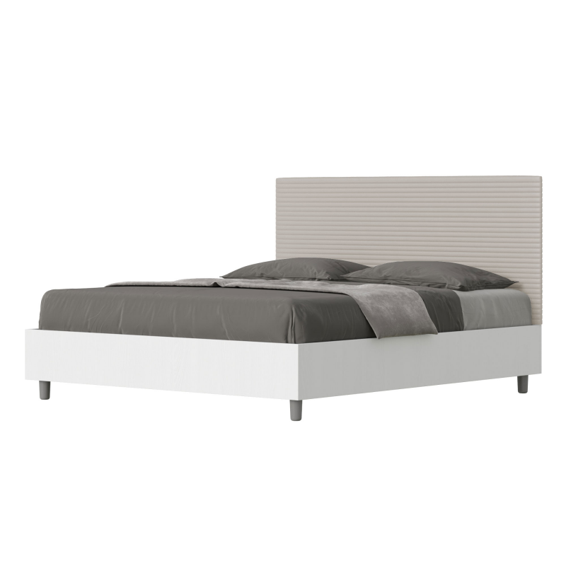 Letto Matrimoniale 160x190 cm struttura bianco frassino testata Level
