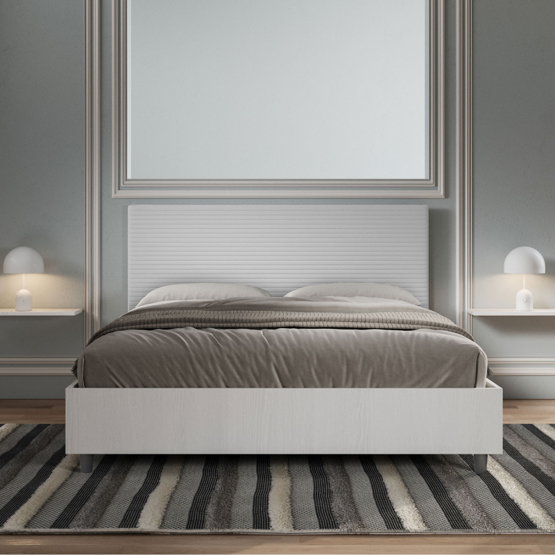 Letto Matrimoniale 160x190 cm struttura bianco frassino testata Level
