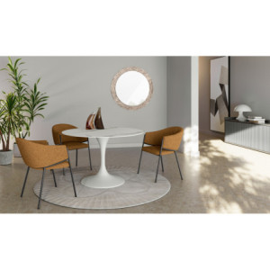 Tavolo fisso con top in ceramica Base in metallo verniciato Side 120cm X 120cm H 76cm Stones