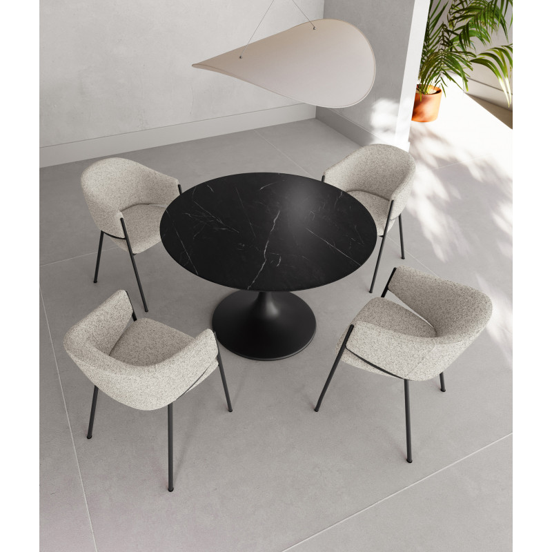 Tavolo fisso con top in ceramica Base in metallo verniciato Side 120cm X 120cm H 76cm Stones