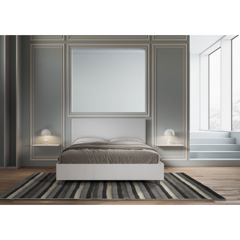 Letto Matrimoniale 160x200 cm struttura bianco frassino testata Level
