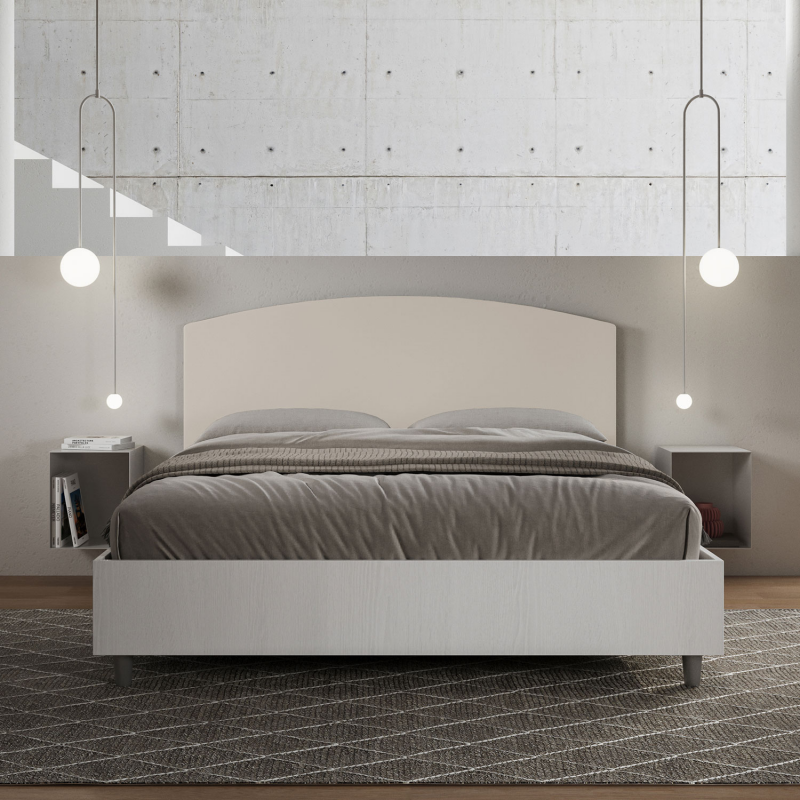 Letto Matrimoniale 160x190 cm struttura bianco frassino testata Antilia