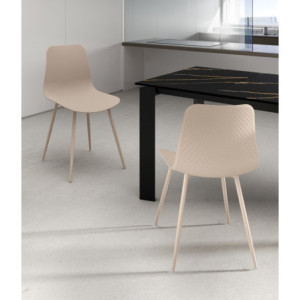Zoom Set di 4 Sedie in polipropilene Gambe metallo verniciato Cover 50cm X 58cm H 85cm Stones