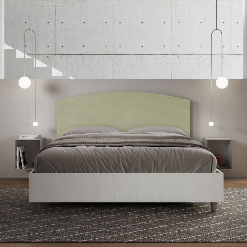 Letto Matrimoniale 160x190 cm struttura bianco frassino testata Antilia