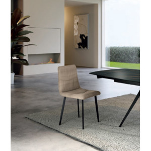 Set di 4 Sedie rivestita in tessuto easy-clean Gambe in metallo verniciato Ariel 46cm X 55cm H 87.5cm Stones
