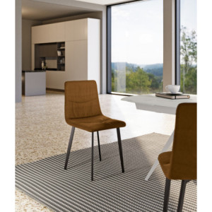 Set di 4 Sedie rivestita in tessuto easy-clean Gambe in metallo verniciato Ariel 46cm X 55cm H 87.5cm Stones