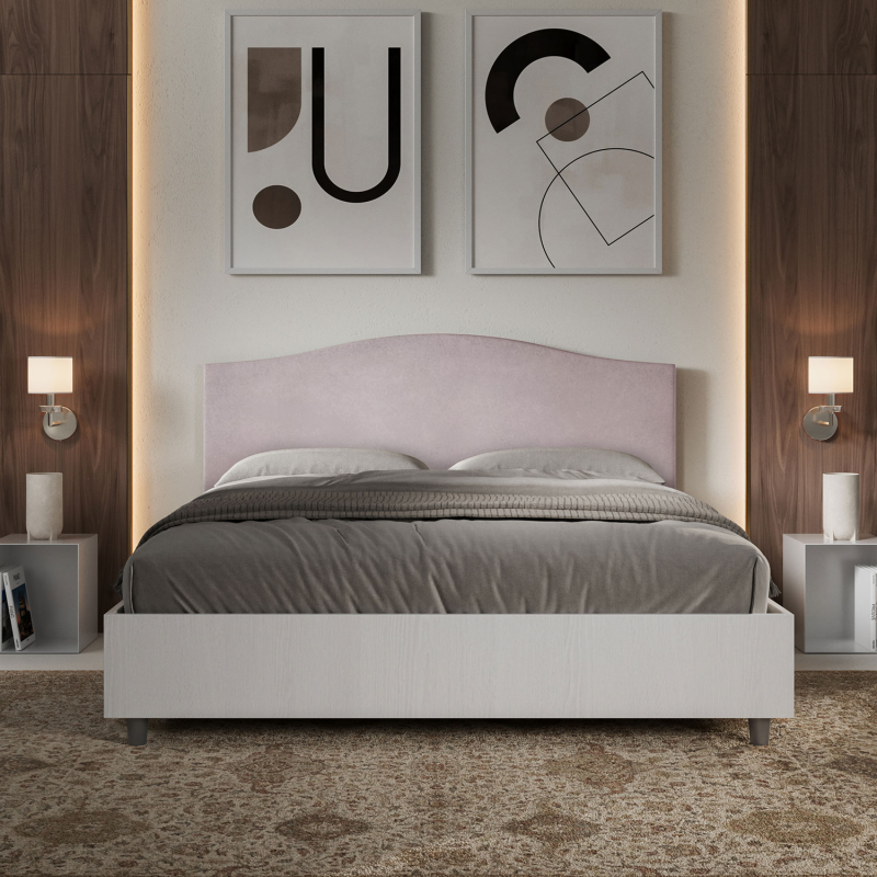 Letto Matrimoniale 160x190 cm struttura bianco frassino testata Grace