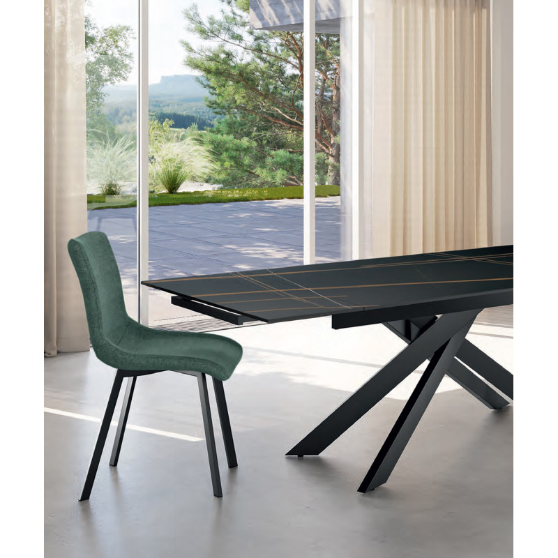 Set di 4 Sedie rivestita in tessuto easy-clean Gambe in metallo verniciato Iris 45cm X 56cm H 86cm Stones