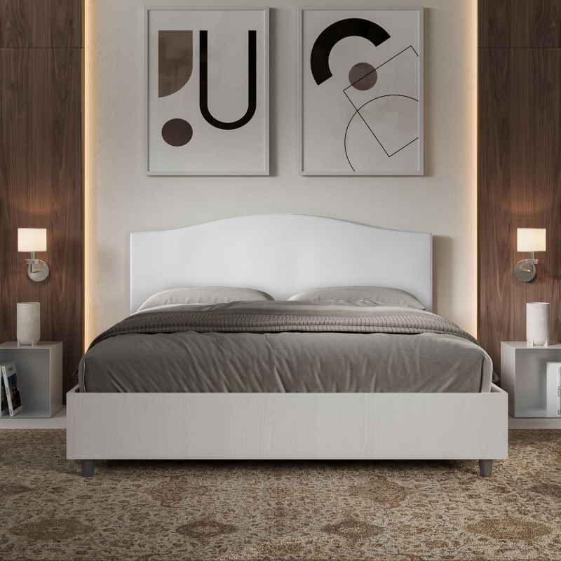 Letto Matrimoniale 160x200 cm struttura bianco frassino testata Grace