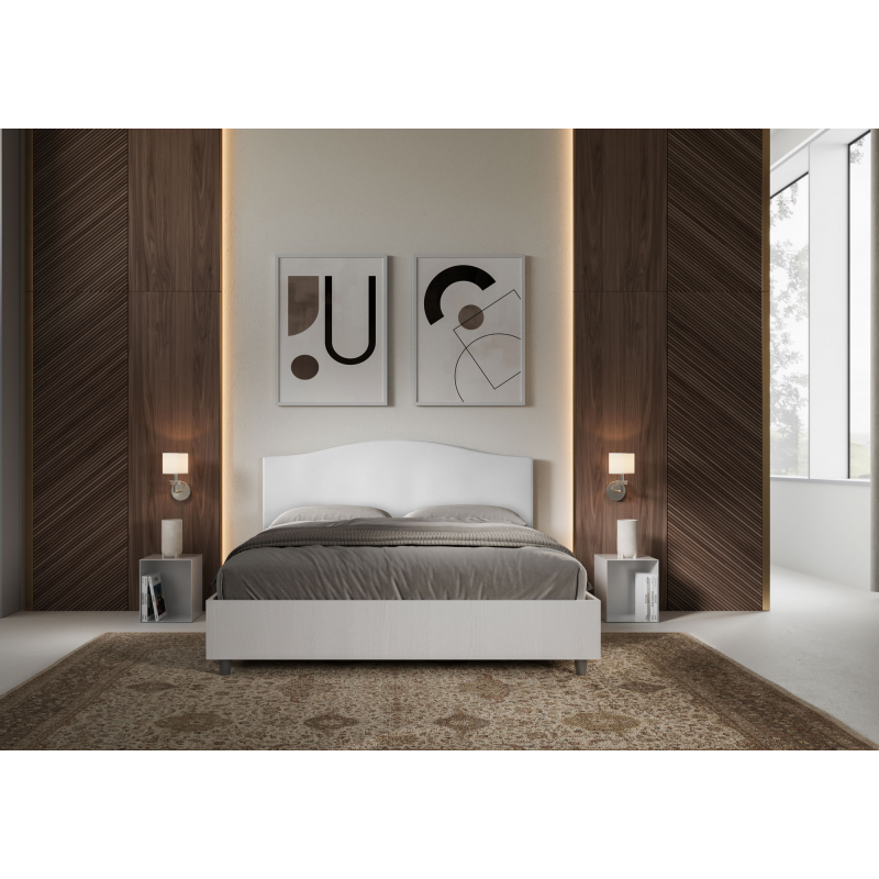Letto Matrimoniale 160x200 cm struttura bianco frassino testata Grace