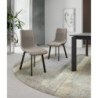 Set di 4 Sedie rivestita in tessuto easy-clean Gambe in metallo verniciato Iris 45cm X 56cm H 86cm Stones