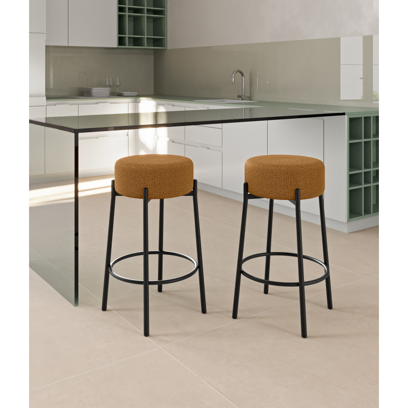 Set di 2 Sgabelli rivestito in tessuto Gambe metallo verniciato Syd 41cm X 41cm H 67cm Stones