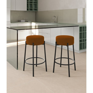 Zoom Sgabello rivestito in tessuto Gambe metallo verniciato Syd 41cm X 41cm H 67cm Stones