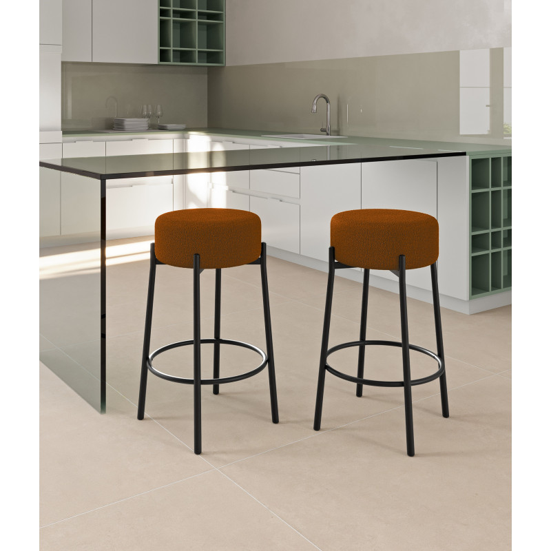Set di 2 Sgabelli rivestito in tessuto Gambe metallo verniciato Syd 41cm X 41cm H 67cm Stones