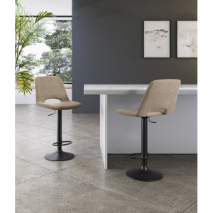 Sgabello con alzata a GAS rivestito in tessuto easy-clean Gambe metallo verniciato Alex 45cm X 52cm H 88,5/103,5cm Stones