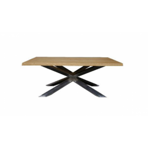 Tavolo Taranta con piano in legno rovere e struttura acciaio