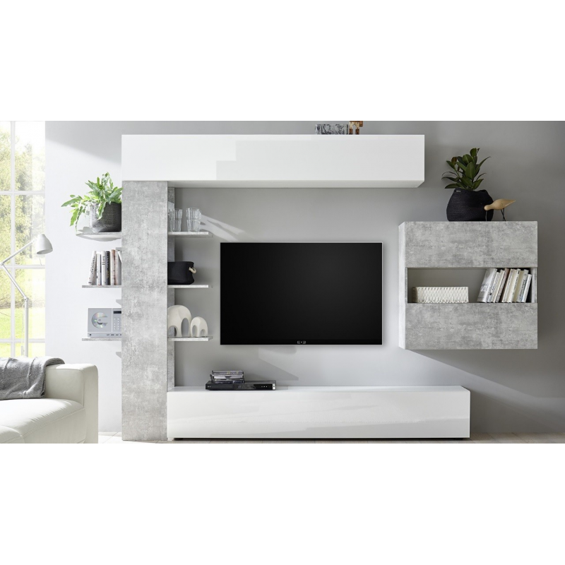 Parete attrezzata libreria Astrakat colore beton