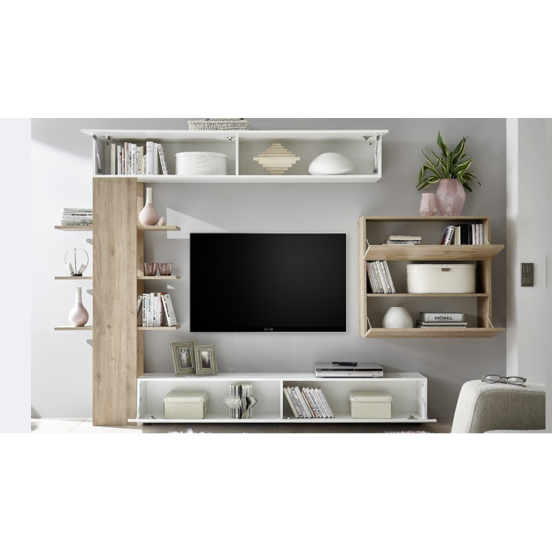 Parete attrezzata libreria Astrakat colore rovere