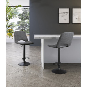 Sgabello con alzata a GAS rivestito in tessuto easy-clean Gambe metallo verniciato Alex 45cm X 52cm H 88,5/103,5cm Stones