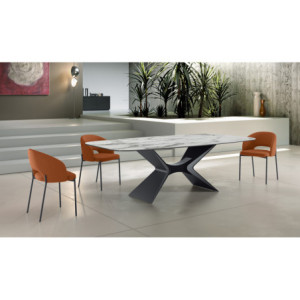 Tavolo fisso con top in ceramica su vetro Gambe in metallo verniciato/soft-touch Atlas 110cm X 220cm H 75cm Stones