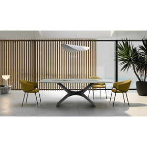 Tavolo fisso con top in ceramica su vetro Gambe in metallo verniciato/soft-touch Atlas 110cm X 220cm H 75cm Stones