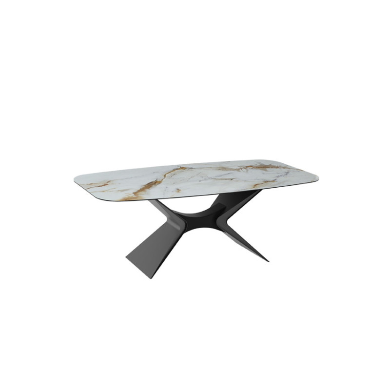 Tavolo fisso con top in ceramica su vetro Gambe in metallo verniciato/soft-touch Atlas 110cm X 220cm H 75cm Stones