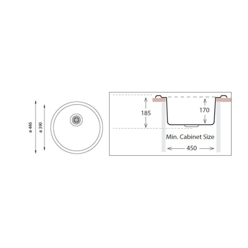 Lavello rotondo diametro 44,6 cm Rondo' ec192