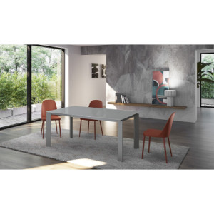 Tavolo allungabile con top in vetro Gambe in metallo verniciato Allunghe interne Frame 80cm X 120-170cm H 75cm Stones