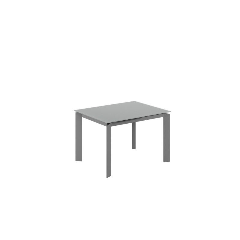 Tavolo allungabile con top in vetro Gambe in metallo verniciato Allunghe interne Frame 80cm X 120-170cm H 75cm Stones