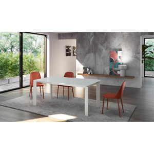 Tavolo allungabile con top in vetro Gambe in metallo verniciato Allunghe interne Frame 80cm X 120-170cm H 75cm Stones
