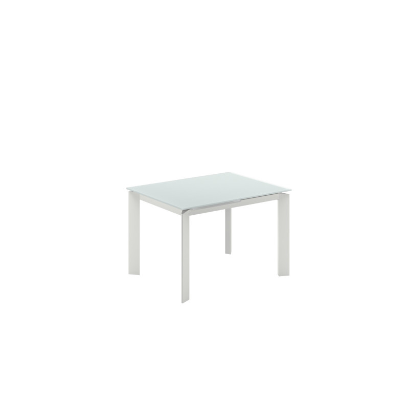 Tavolo allungabile con top in vetro Gambe in metallo verniciato Allunghe interne Frame 80cm X 120-170cm H 75cm Stones