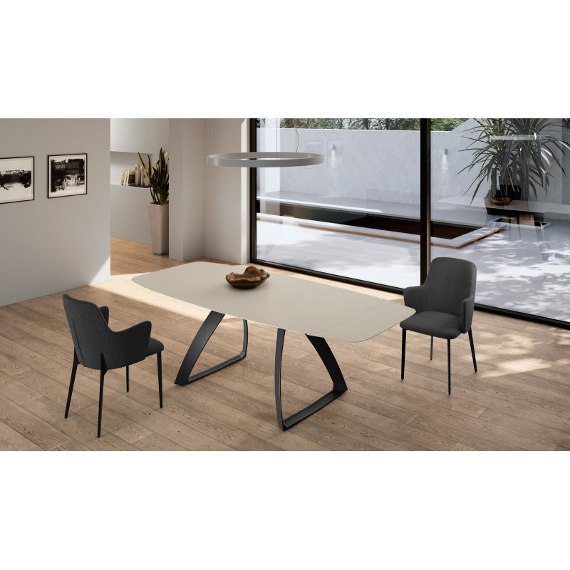Tavolo allungabile con top in ceramica Barrel 90cm X 180-240cm H 76cm Stones
