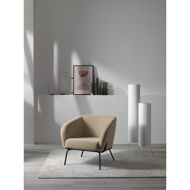 Poltrona rivestita in velluto Gambe metallo verniciato Sherry 75cm X 74cm H 69cm Stones