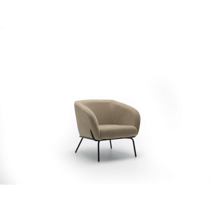Poltrona rivestita in velluto Gambe metallo verniciato Sherry 75cm X 74cm H 69cm Stones