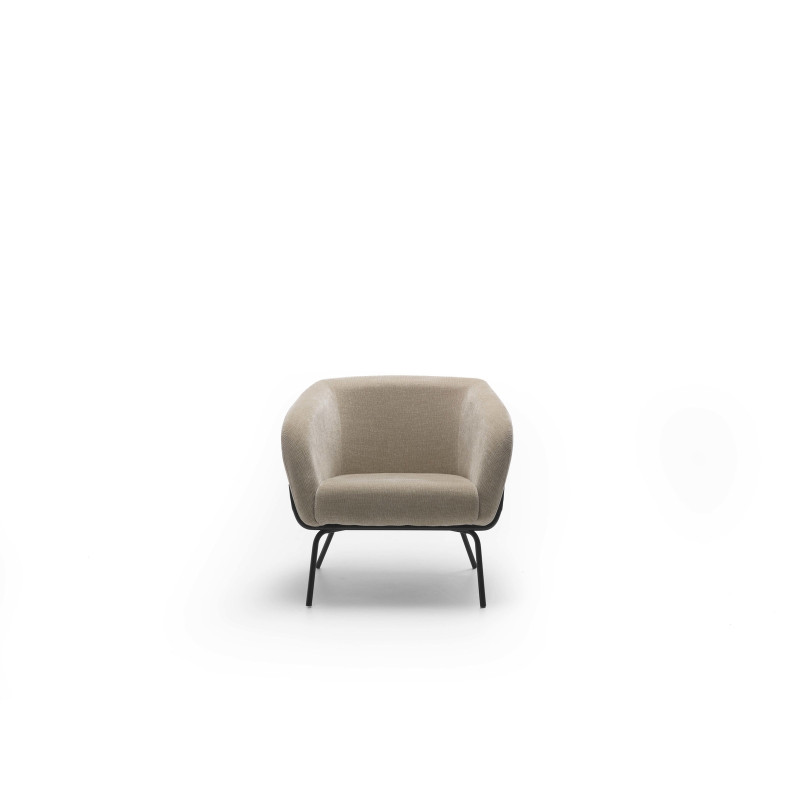 Poltrona rivestita in velluto Gambe metallo verniciato Sherry 75cm X 74cm H 69cm Stones