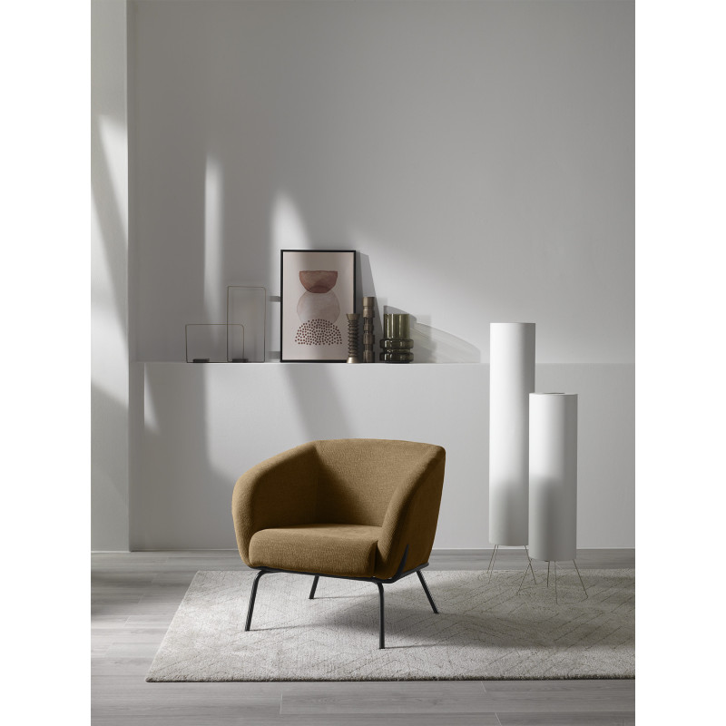 Poltrona rivestita in velluto Gambe metallo verniciato Sherry 75cm X 74cm H 69cm Stones