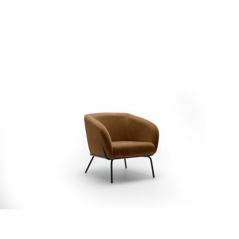 Poltrona rivestita in velluto Gambe metallo verniciato Sherry 75cm X 74cm H 69cm Stones